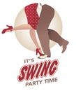 It`s swing party time: Legs of man and woman wearing retro clothes and shoes dancing Royalty Free Stock Photo