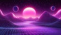 1980s Synthwave Gradient Background with Glowing Spheres and Retro-Futuristic Neon Elements Royalty Free Stock Photo