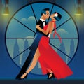 1920s Tango Poster. Elegant couple dancing tango. Retro style