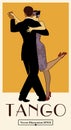 1920s Tango Poster. Elegant couple dancing tango. Royalty Free Stock Photo