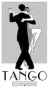 1920s Tango Poster. Elegant couple dancing tango. Royalty Free Stock Photo