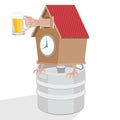 It's time to drink beer.Humorous illustration Royalty Free Stock Photo