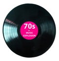 It`s time for the 70`s - Vinyl record play music vintage - Black vinyl record isolated on white background Royalty Free Stock Photo