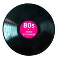 It`s time for the 80`s - Vinyl record play music vintage - Black vinyl record isolated on white background Royalty Free Stock Photo