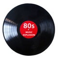 It`s time for the 80`s - Vinyl record play music vintage - Black vinyl record isolated on white background Royalty Free Stock Photo