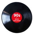 It`s time for the 90`s - Vinyl record play music vintage - Black vinyl record isolated on white background Royalty Free Stock Photo