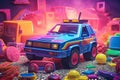 80s toy inspired playful background 80s retro nostalgic Royalty Free Stock Photo