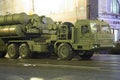 S-400 Triumf (SA-21 Growler)Russian anti-aircraft missile system. Rehearsal of military parade (at night), Moscow, Russia