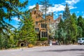 An 1800s Tudor style castle hotel in Colorado Springs, Colorado