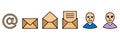 Set of email line art style. 6 social media icons. Royalty Free Stock Photo