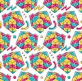 90`s Vibe Rubik Seamless Pattern