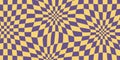 70s Vibes Groovy Checkerboard Patterns. Abstract Grid Backgrounds in a Psychedelic Retro Style in Yellow and Violet
