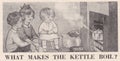 Vintage illustration of children around a kettle boiling - \'What makes the kettle boil?\' Royalty Free Stock Photo