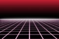 synthwave retro futuristic neon perspective grid on black background  virtual reality Royalty Free Stock Photo