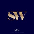 S and W Monogram. S and W Logo From Combined Letters. Premium Emblem.