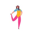 80s years woman girl in aerobics outfit doing workout shaping