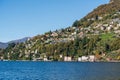 Hillside villas in Castagnola district surrounded by autumn foliage. Lugano, Canton of Ticino, Switzerland Royalty Free Stock Photo