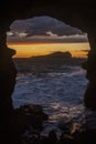 Sa Figuera cave view at sunset Royalty Free Stock Photo
