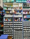 A sA shelf full of medicines in a chemist shop