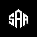 SAA letter logo design with polygon shape. SAA polygon and cube shape logo design. SAA hexagon vector logo template white and Royalty Free Stock Photo