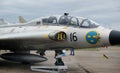 SAAB Draken at Scampton air show on 10 September, 2017. Lincolnshire active Royal Air force base. Royalty Free Stock Photo