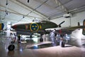 Saab J-21A fighter and attack aircraft in the Flygvapenmuseum (Swedish Air Force Museum) Royalty Free Stock Photo