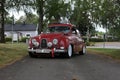 Saab 96 from 1964 - red Swedish car Royalty Free Stock Photo