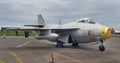 SAAB 29 Tunnan, the Flying Barrel at Scampton air show on 10 September, 2017. Lincolnshire active Royal Air force base. Royalty Free Stock Photo