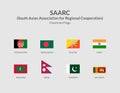 SAARC - South Asian Association for Regional Cooperation - Countries Rectangle flag icon