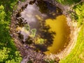 Saarema Island, Estonia: aerial top view the main meteorite crater in the village of Kaali Royalty Free Stock Photo