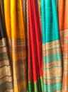 Traditional Indian garment sari displayed outside the shop.