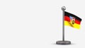 Saarland 3D waving flag illustration on tiny flagpole.