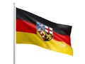 Saarland flag waving on white background, close up, isolated. 3D render