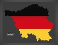 Saarland map of Germany with German national flag illustration