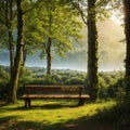 Saarland, Sankt Wendel, Germany - Relax bench on a premium hiking trail with views of the Saarland landscape made with