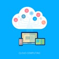 Saas cloud network and device analytics flat icon Royalty Free Stock Photo