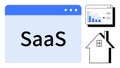 SaaS Concept with Browser Window, Data Analytics Chart, and House Icon for Technology and Business Royalty Free Stock Photo