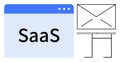SaaS Concept with Browser Window Icon and Email on Computer Screen ion Royalty Free Stock Photo