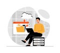 SaaS concept, Software as a service. Cloud computing and storage, online subscription to programs. Illustration