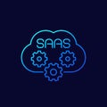 Saas icon with cloud, line vector design