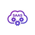 Saas icon with cloud, vector