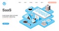 SaaS isometric concept. Distribution of software by subscription