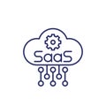 SaaS line icon with a cloud and gear Royalty Free Stock Photo