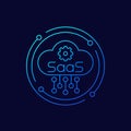 SaaS line icon with cloud and gear, vector Royalty Free Stock Photo