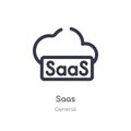 Saas outline icon. isolated line vector illustration from general collection. editable thin stroke saas icon on white background