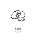 Saas outline vector icon. Thin line black saas icon, flat vector simple element illustration from editable general concept