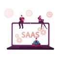 Saas, Software as a Service. Cloud Software on Computers, Mobile Devices, Codes. App Server and Database Royalty Free Stock Photo