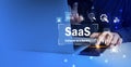SaaS software as a service cloud computing concept with business technology icons Royalty Free Stock Photo