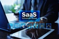 SaaS Software as a Service Cloud Computing Platform on Laptop and Tablet Royalty Free Stock Photo
