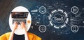 SaaS - software as a service concept with person using a laptop